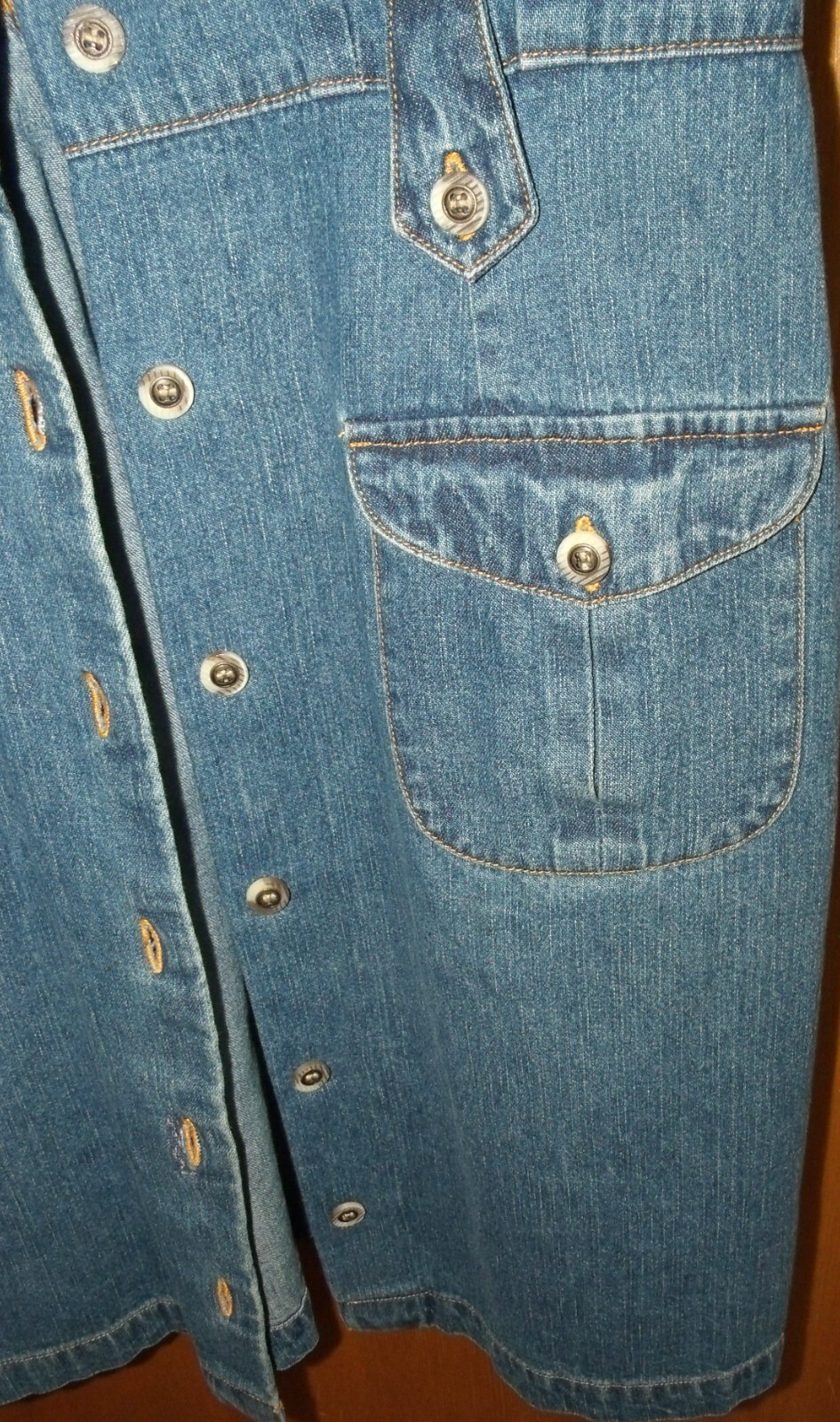 Vintage womens Stone Washed blue denim Button up Dress, Size 16
