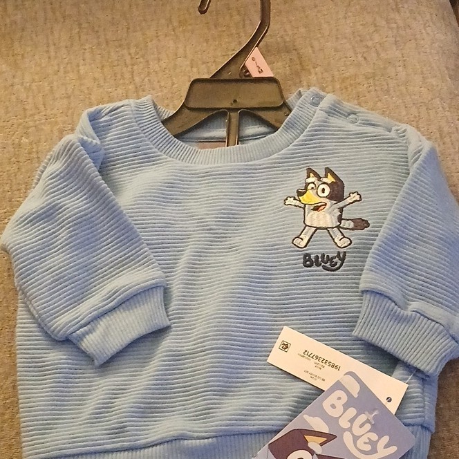 Bluey 18M Blue Graphic Print Crewneck Pullover Sweatshirt Ribbed Cuffs