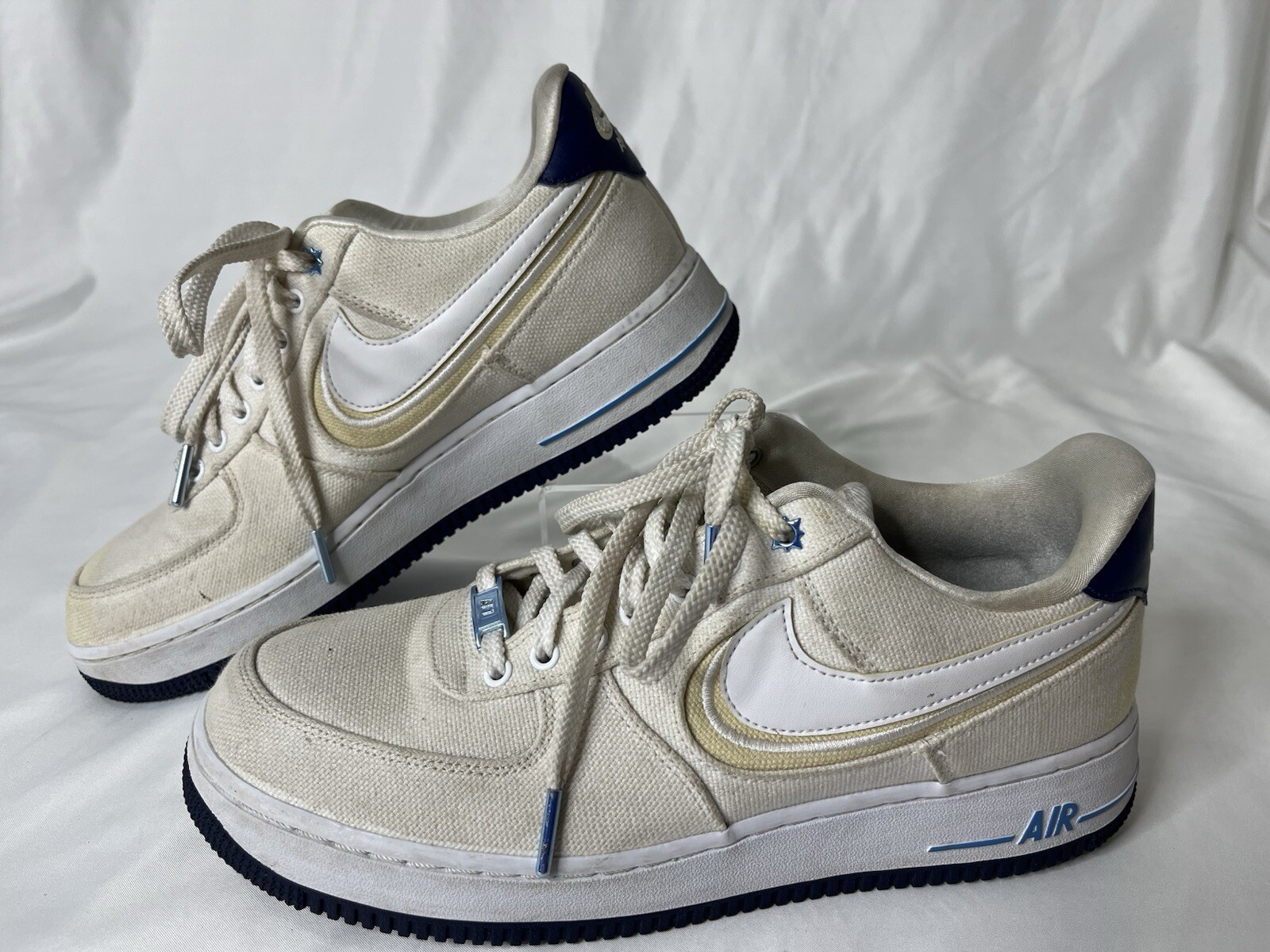 Nike Mens Air Force 1 PRM White Fossil Blue Void DB3541-100 Size 10.5 GUC