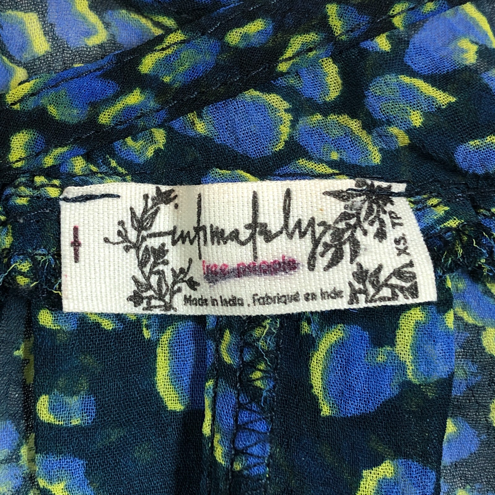 Free People Intimately Womens Semi Sheer Top Sz XS Abstract Pullover NWOT