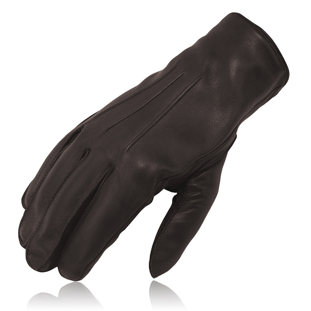 Men’s Leather Police Top Quality Soft Genuine Real Driving Gloves Unlined Black