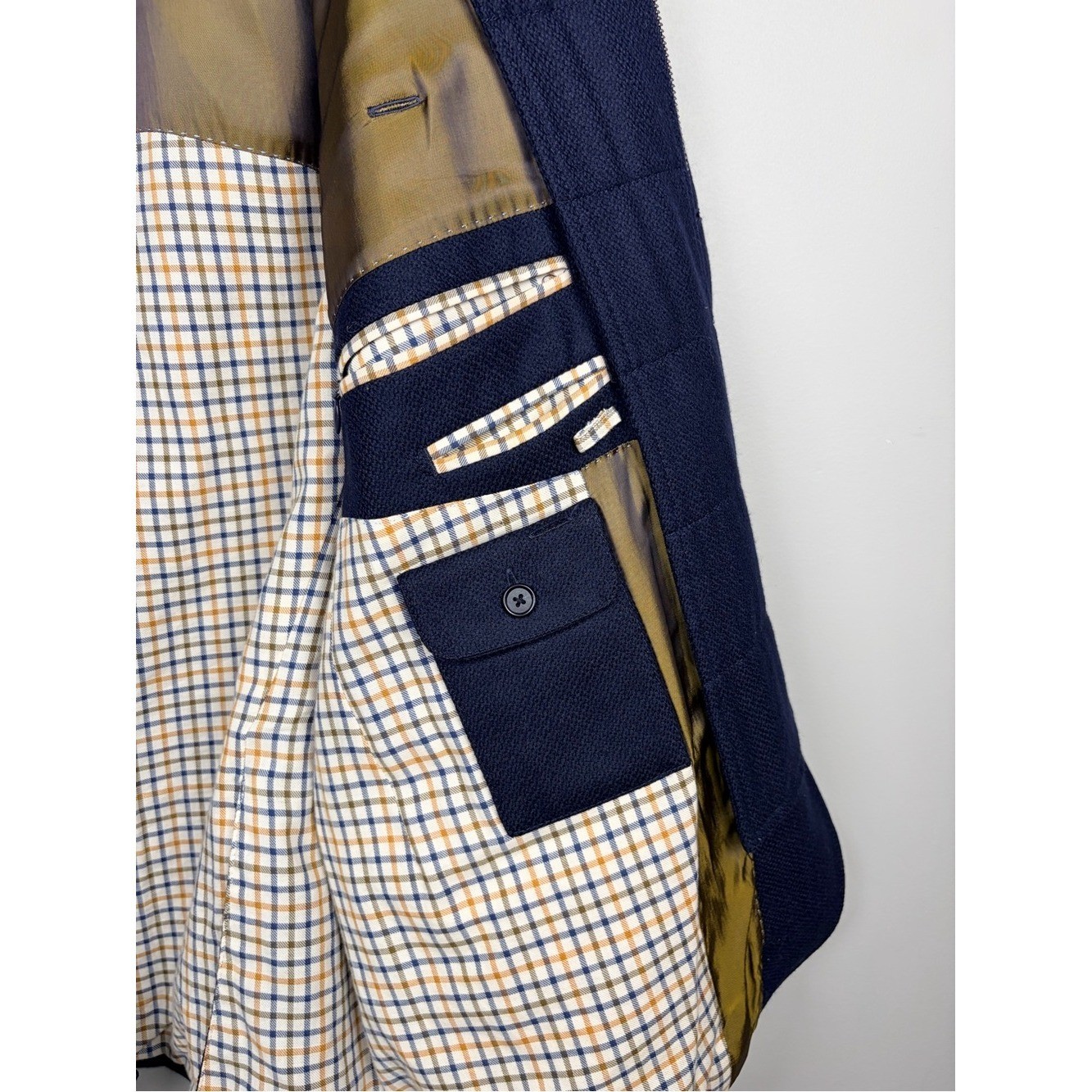 Kroon Richie Wool Cashmere Layered Sport Coat Blazer Navy 44R Italy