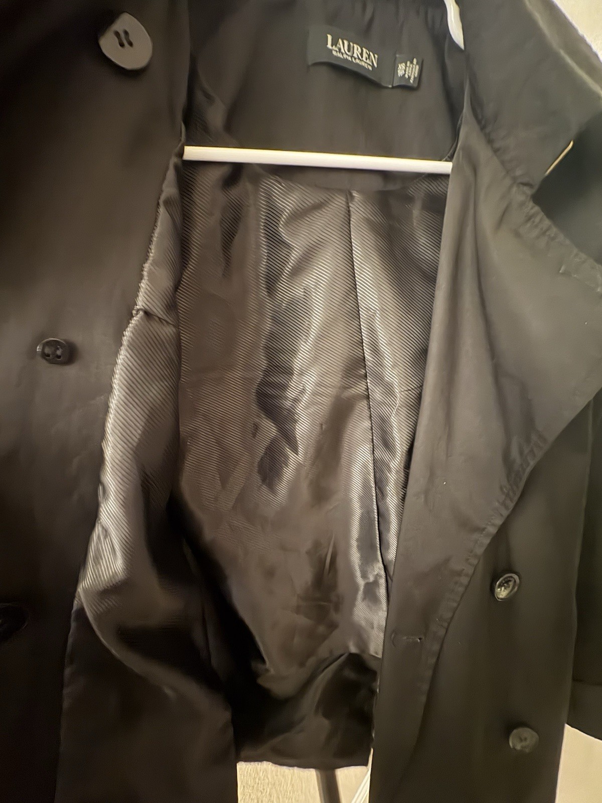 Lauren Ralph Lauren Black Double-Breasted Peacoat Coat Short Long Sleeve XS