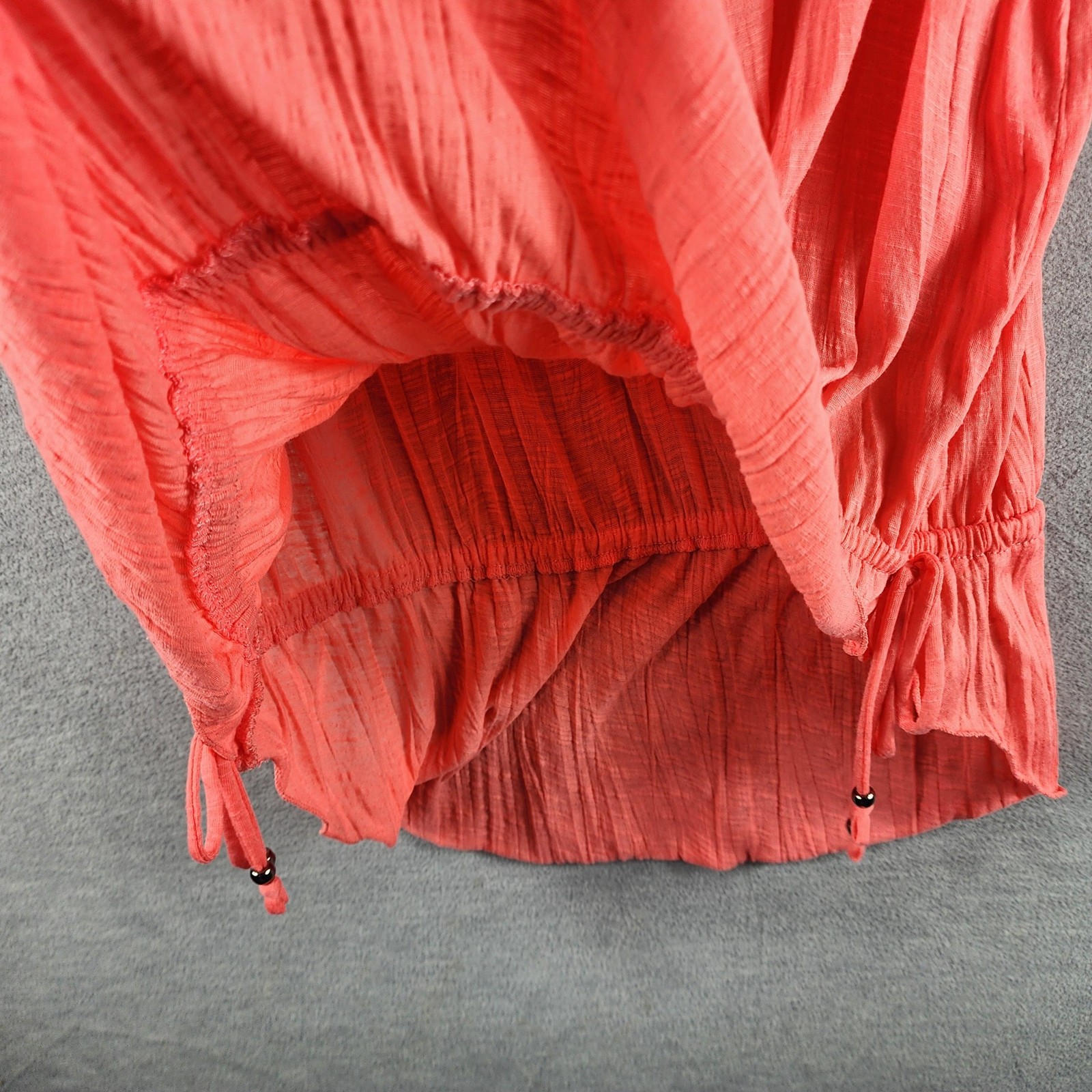Faded Glory Blouse Womens Large Cosmo Coral Peasant 3/4 Sleeve Scoop Neck Boho