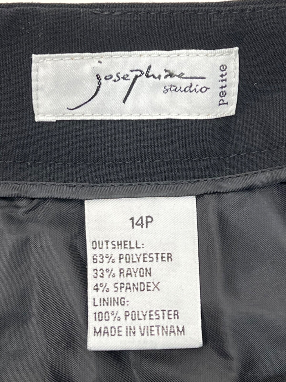 Josephine Studio Black Lined Stretch Back Zipper Closure Pencil Skirt Womens 14P