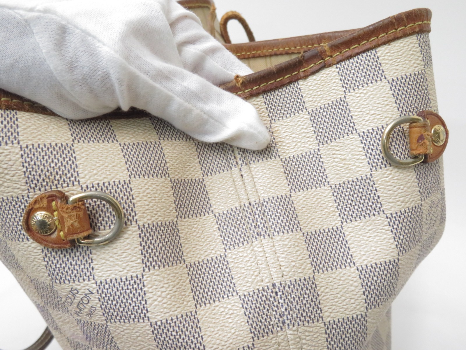 Authentic Louis Vuitton Damier Azur Neverfull MM Shoulder Tote Bag F#50673