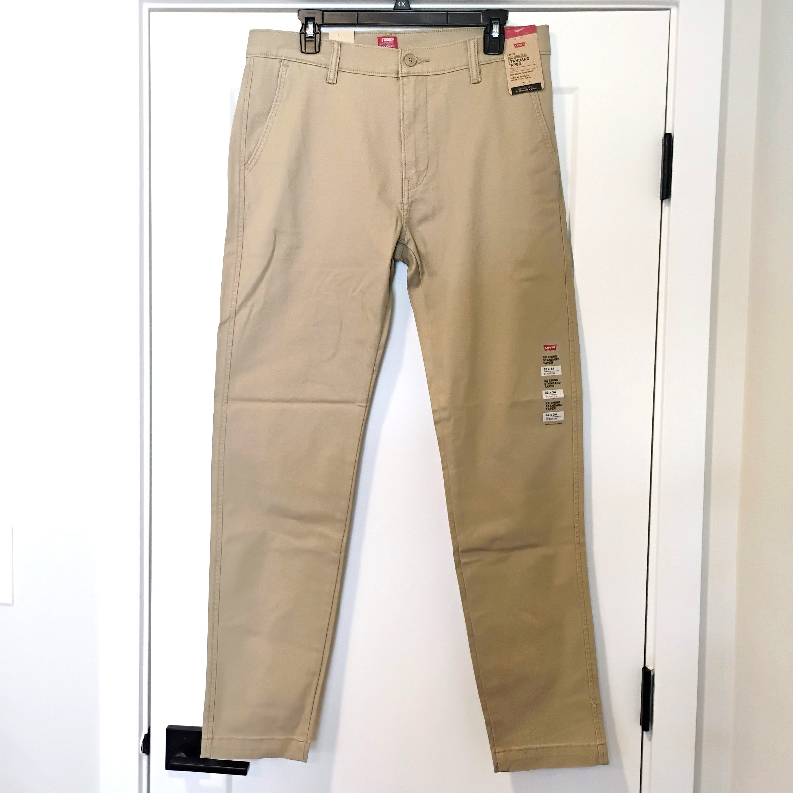 NWT 33×34 Levi’s XX Chino Standard Taper Tan Stretch Khaki Pants Tall NEW