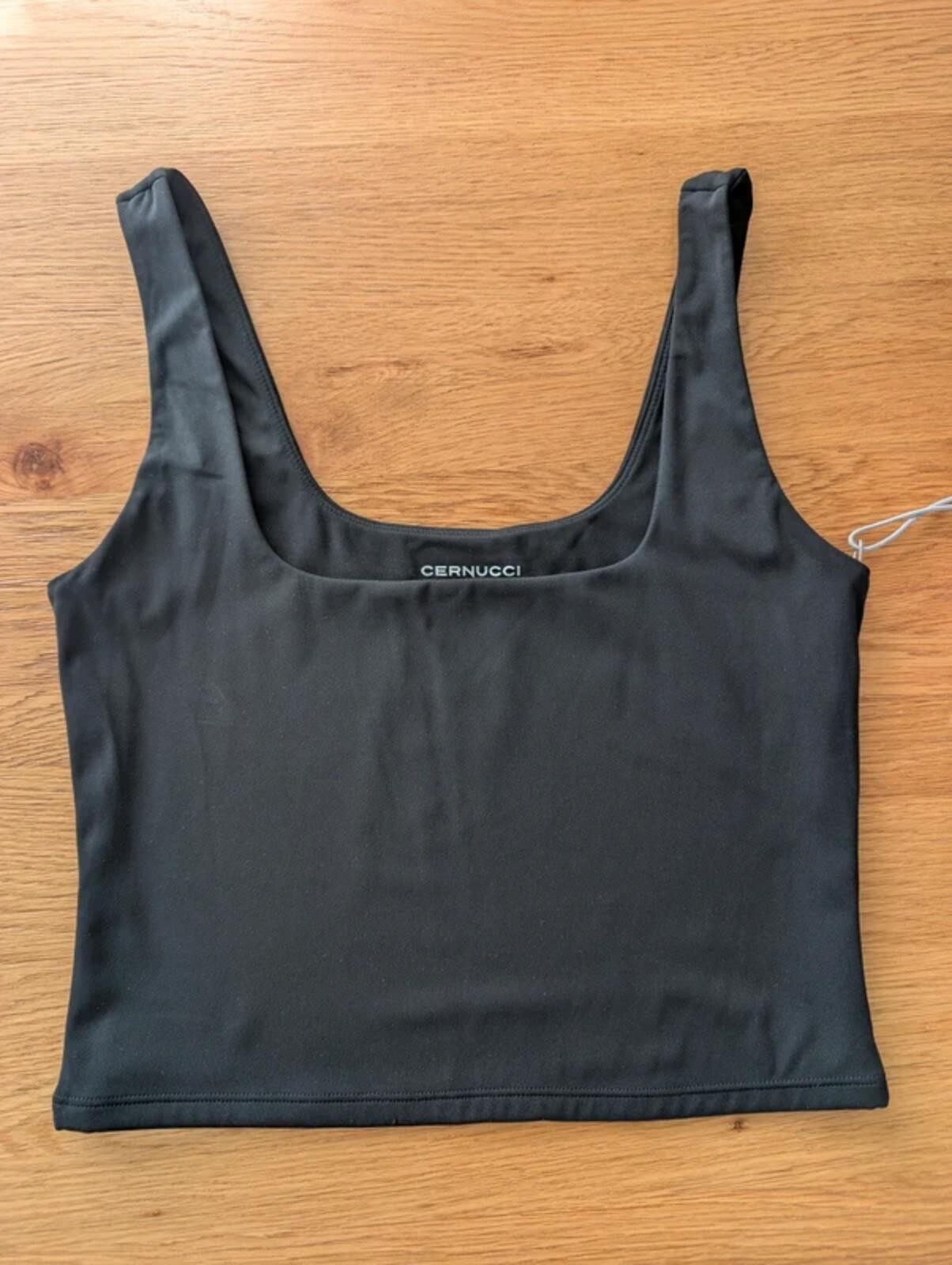 Cernucci Black Crop Top Size L BNWT Sleeveless Stretch Vest