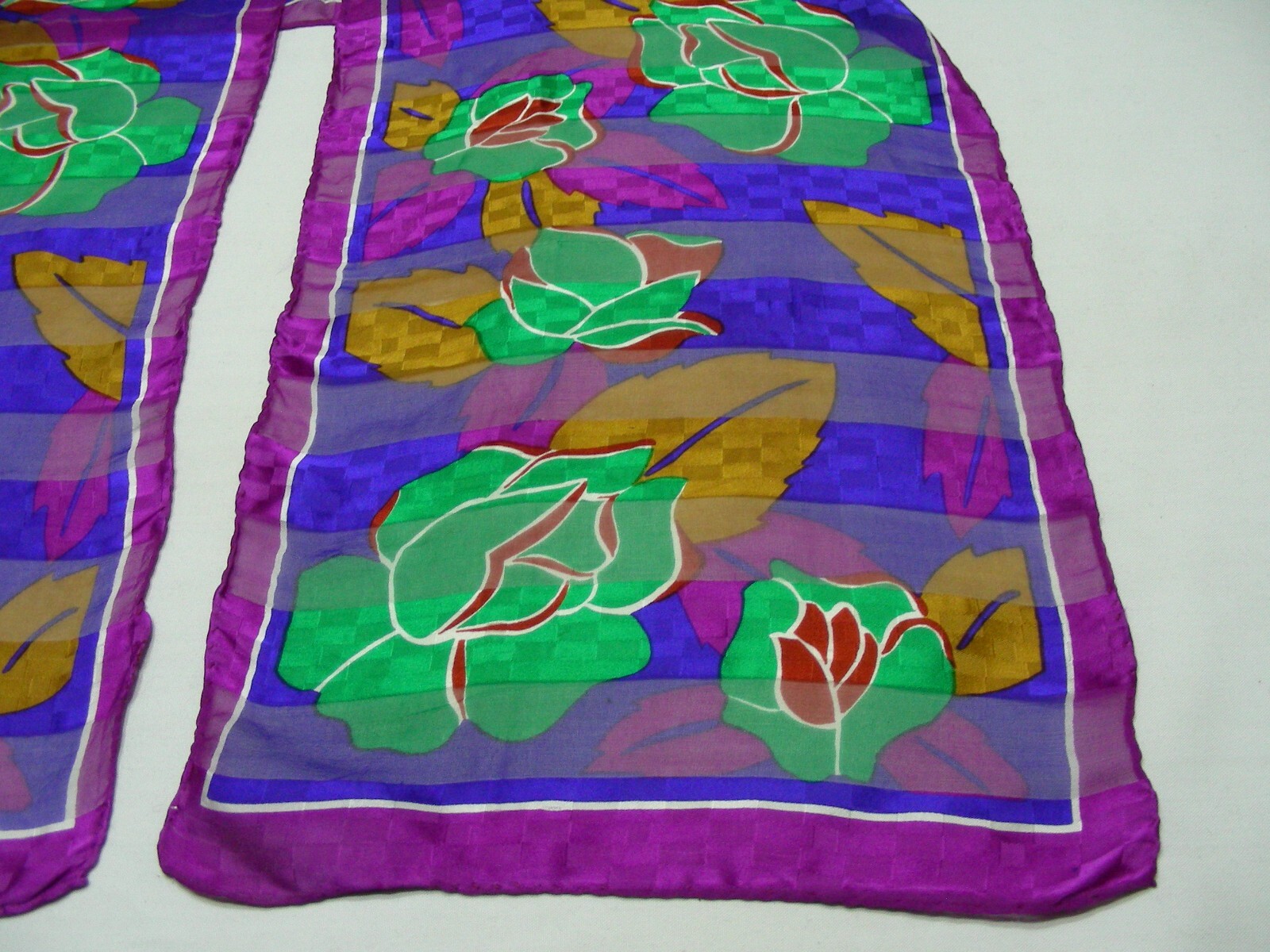 NORDSTROM – Sheer Floral Print – Made in Italy – 10 1/2″ x 53″ -100% Silk Scarf!