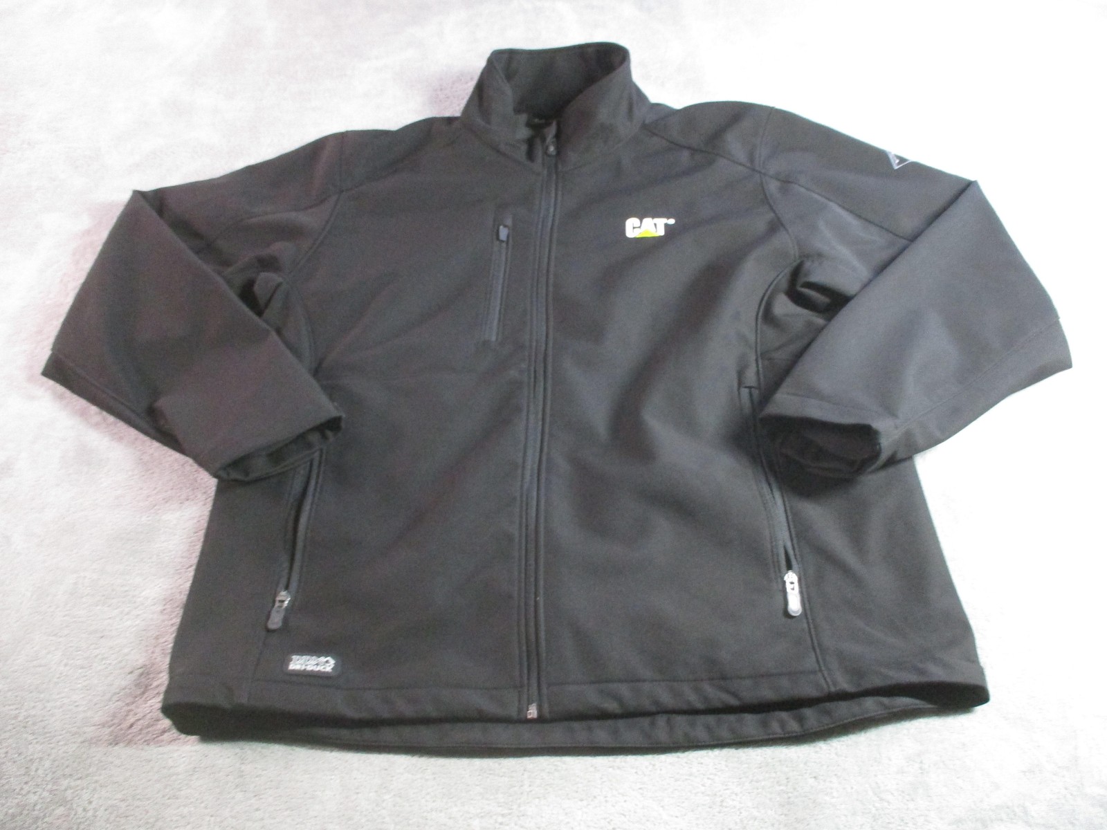 DRI DUCK Jacket Mens XL Black Polyester Softshell CAT Logo Workwear Windbreaker