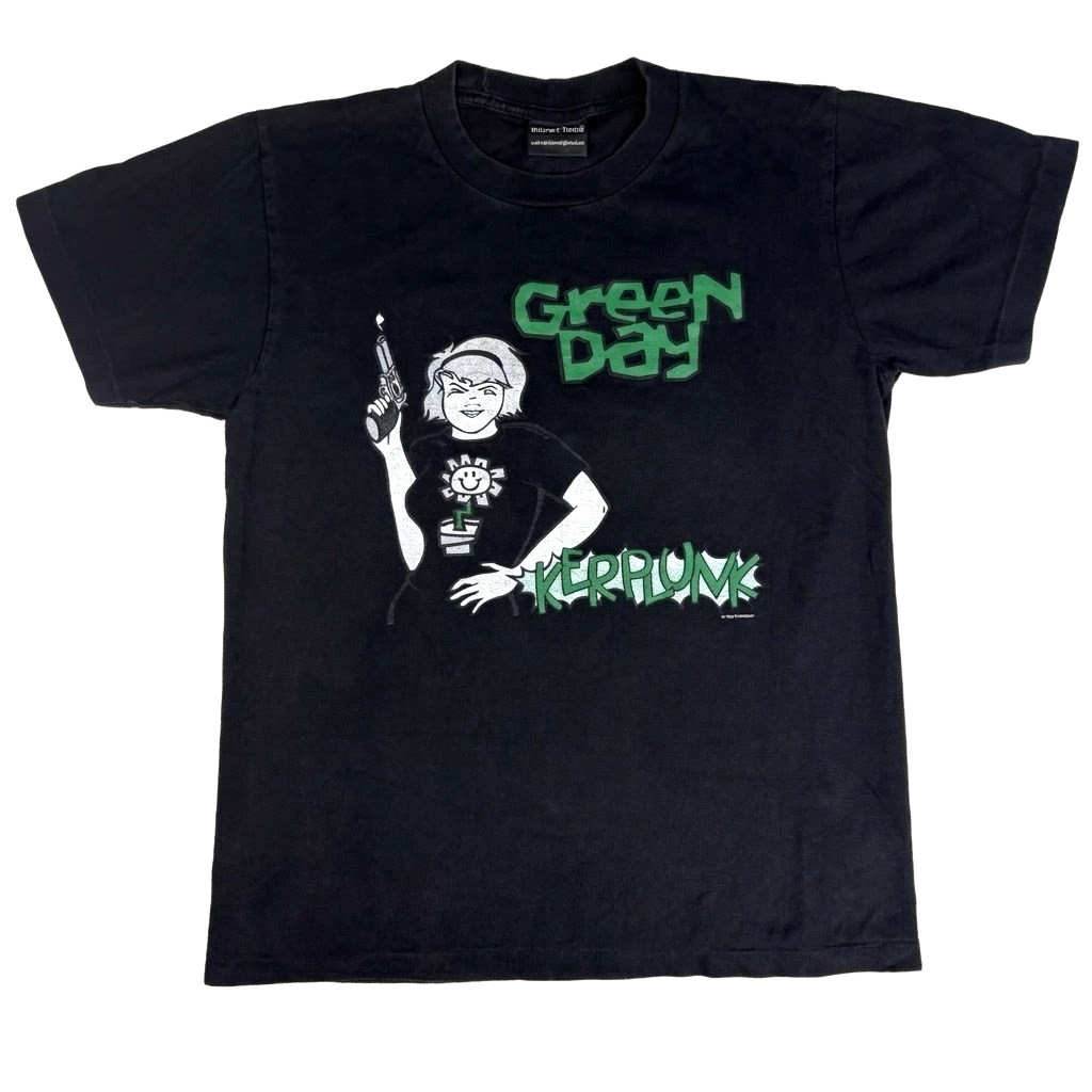 Vtg 1992 Green Day Kerplunk Lookout Records Punk Band Wall of Fame T-Shirt 90s!