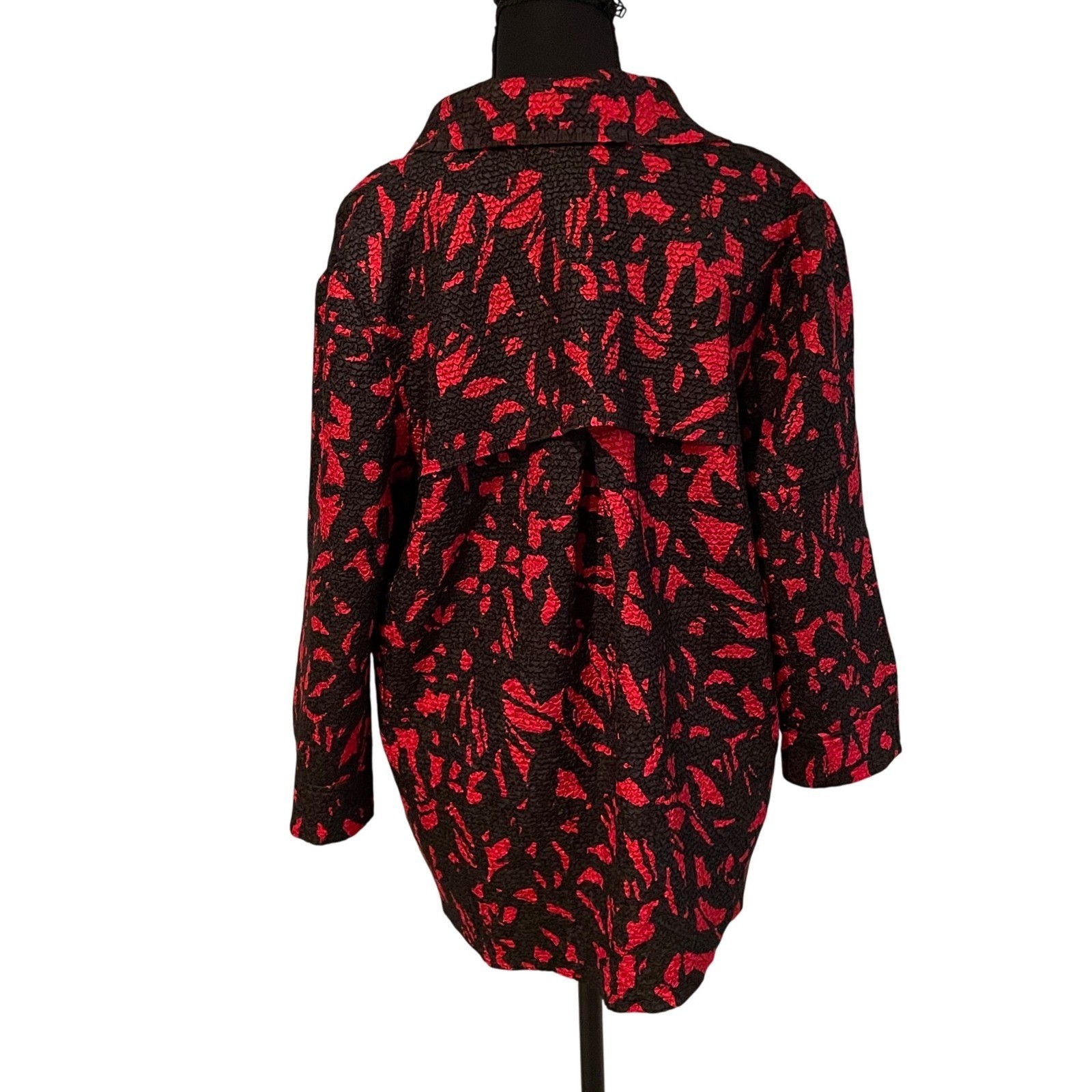 Laura Ashley Black Red Textured Abstract Print Button Front Shirt Women’s Small