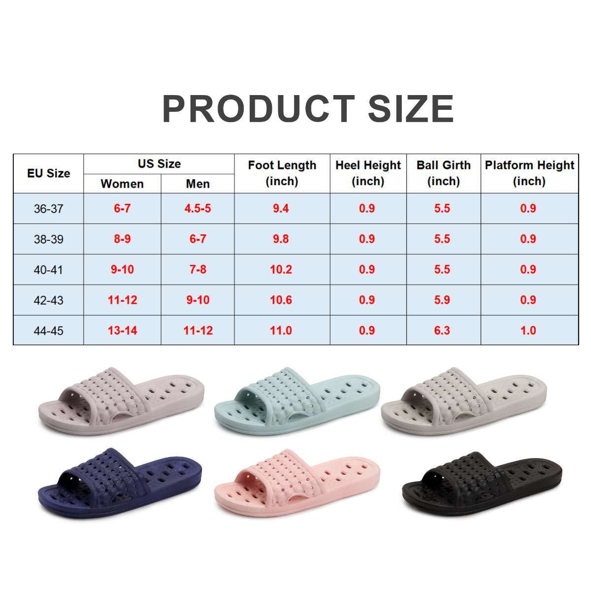 Shower Shoes Quick Dry Non-Slip Bathroom Slippers for Men Women Dorm Home Slides