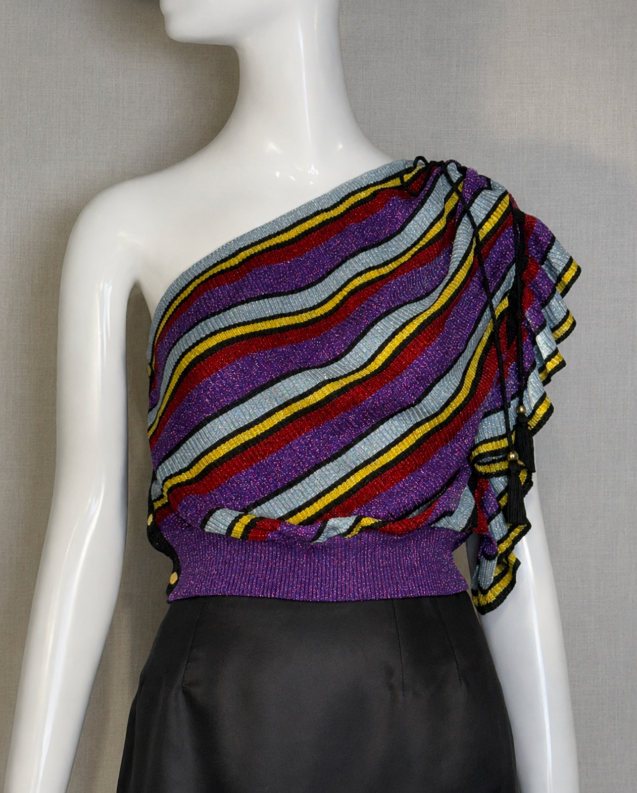 Philosophy Di Lorenzo Serafini METALLIC One Shoulder Sweater SIZE IT40 US4, NWT