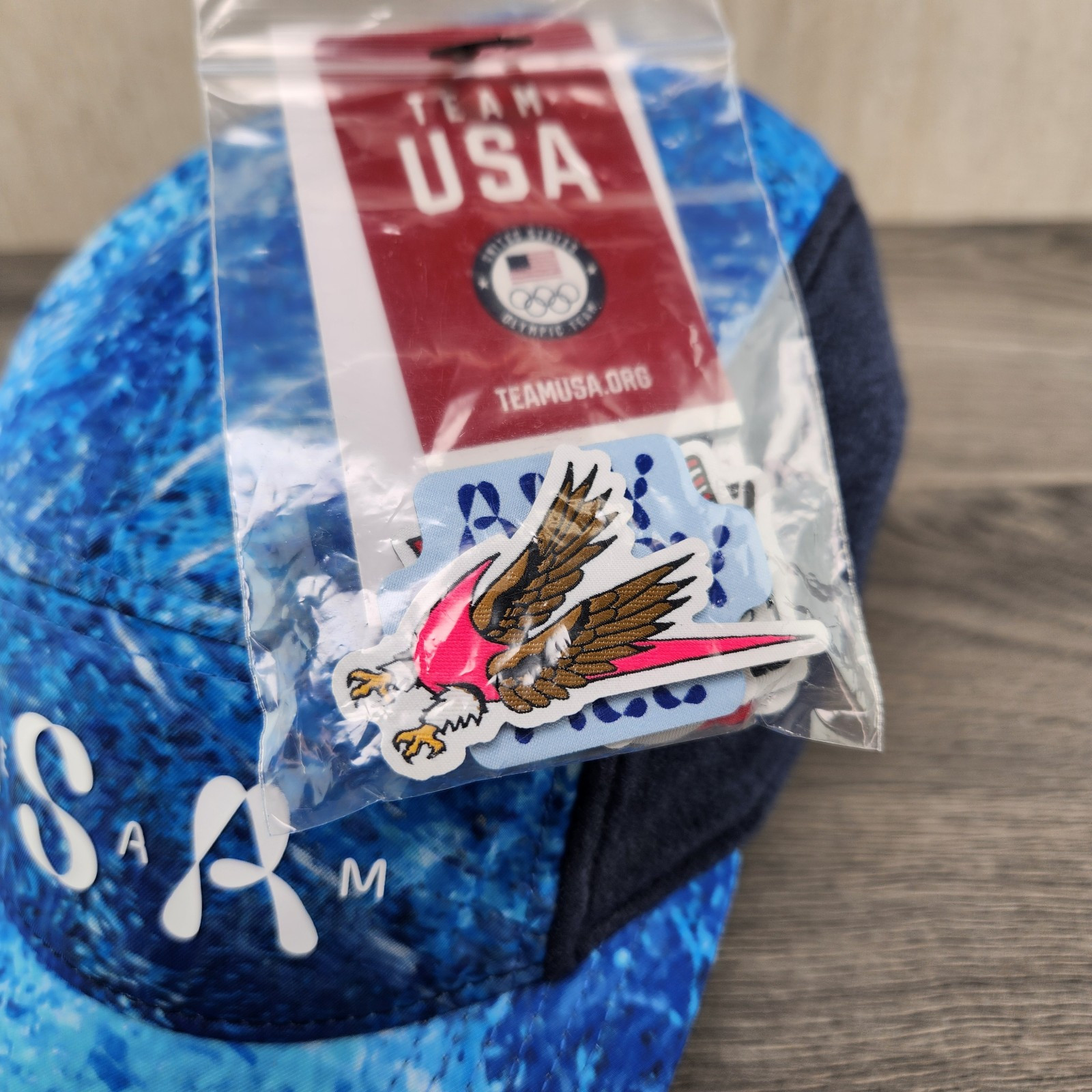 Nike Fly 5 Panel Hat USA Olympic Team Patches Size S/M Dri Fit Blue Running New