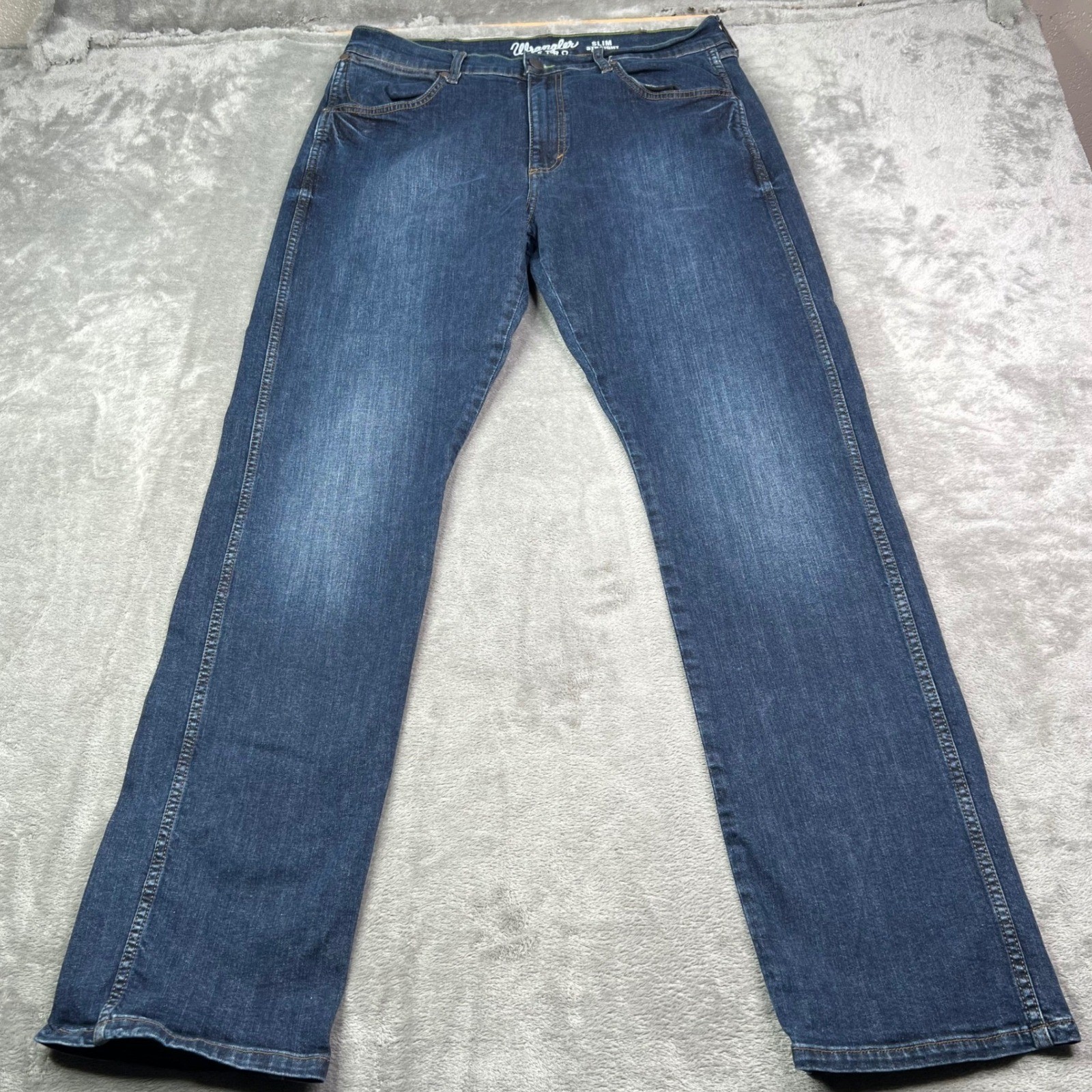 Wrangler Retro Slim Straight Jeans Mens 34×34 Blue Medium Wash Western Denim