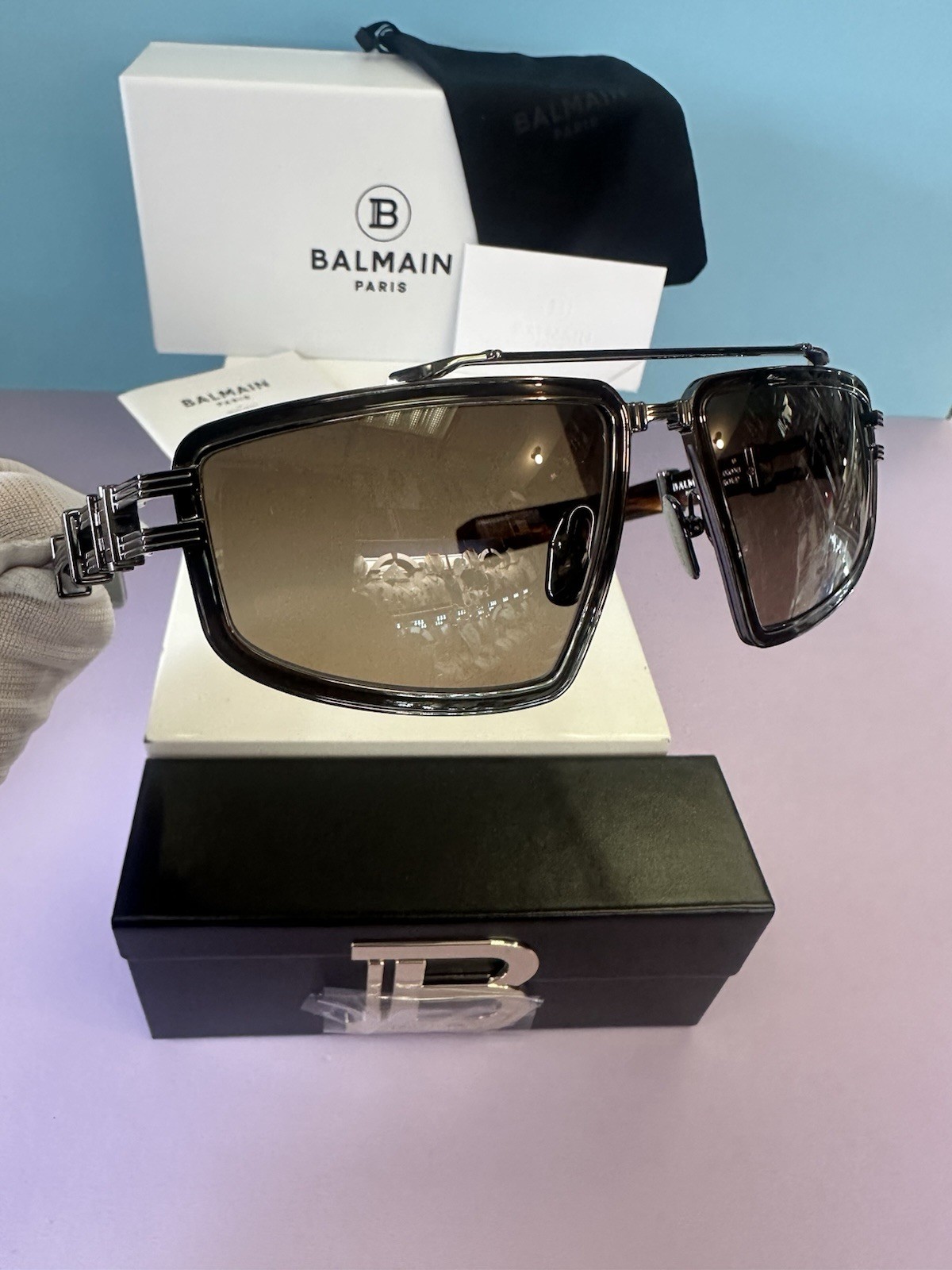 NEW BALMAIN by AKONI SUNGLASSES TITAN GUNMETAL BLACK BROWN BPS-139B-59 59 18 130