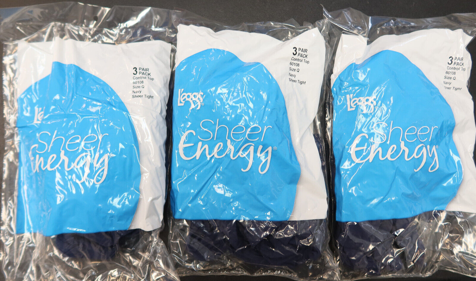 9-count L’eggs Sheer Energy Control Top Sheer Tight Pantyhose – Size Q – Navy