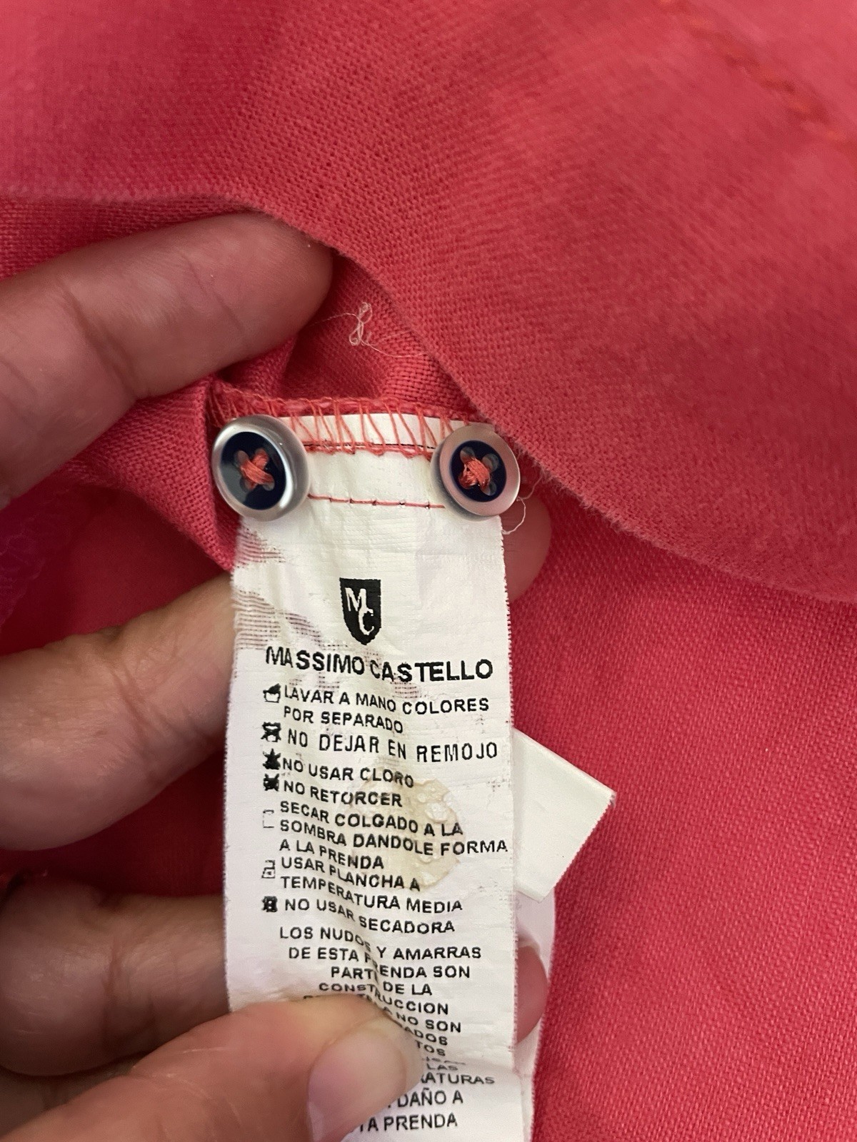 Massimo Castello 100% Linen Fushia Color Long Sleeved Men’s Shirt Size Large