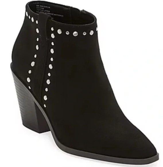 a.n.a Darlin Women’s Size 9 M, Stacked Heel Faux Suede Booties, Black, NO BOX