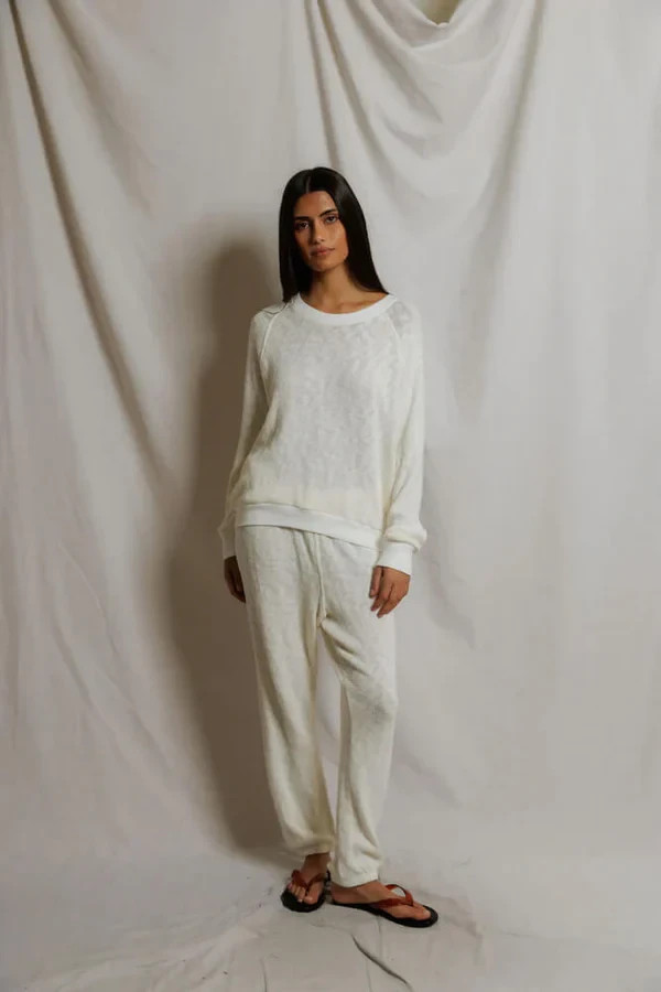 PerfectWhiteTee Summer Keanu Mesh Jogger Off-White Coastal Slub Sweatpants Soft