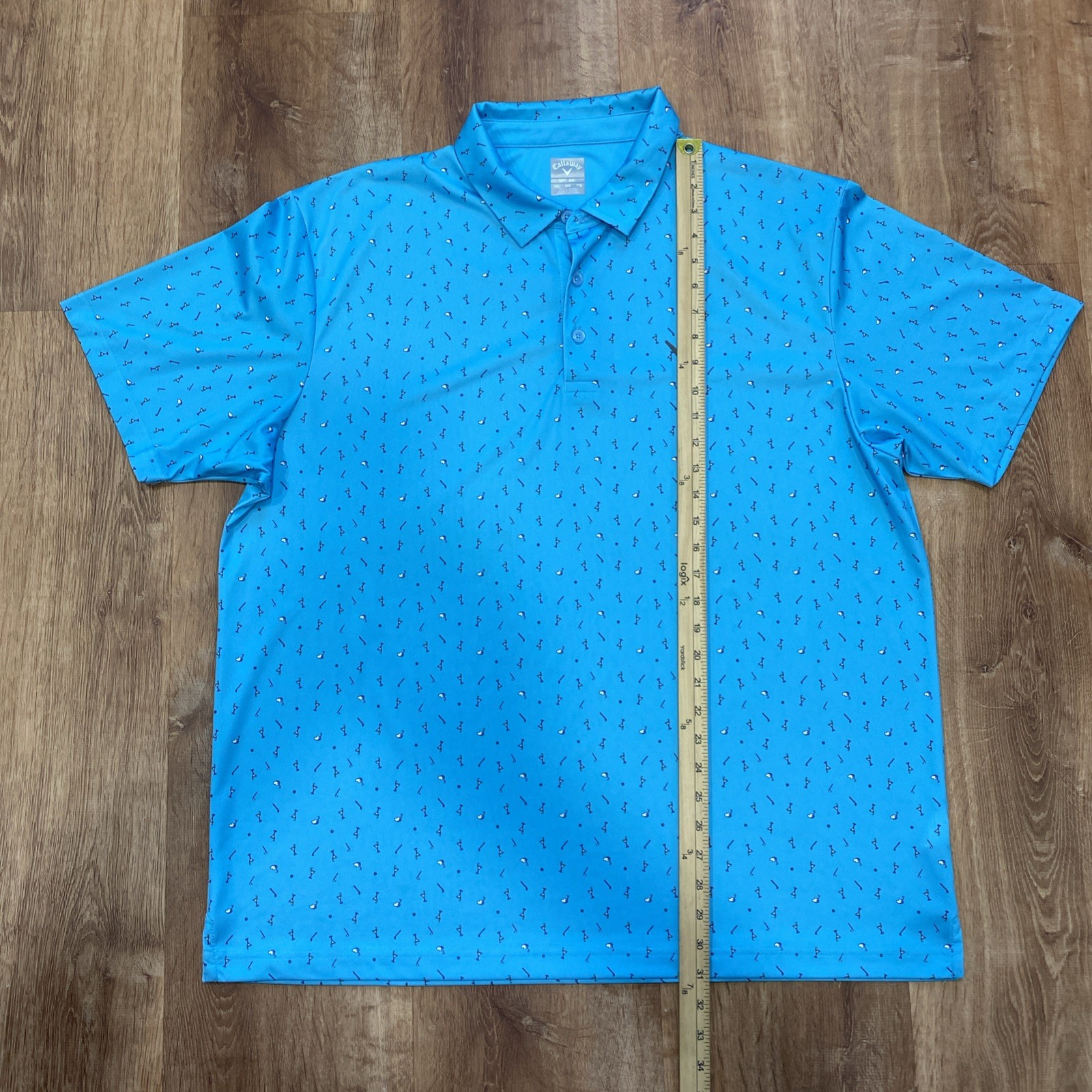 Callaway Golf Mens XXL Polo Shirt Grotto Blue Golf Club Martini Print Opti-Dri