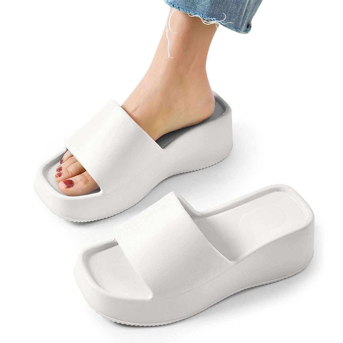 Womens Wedge High Heels Summer Platform Slippers Shoes Casual Peep Toe Sandals