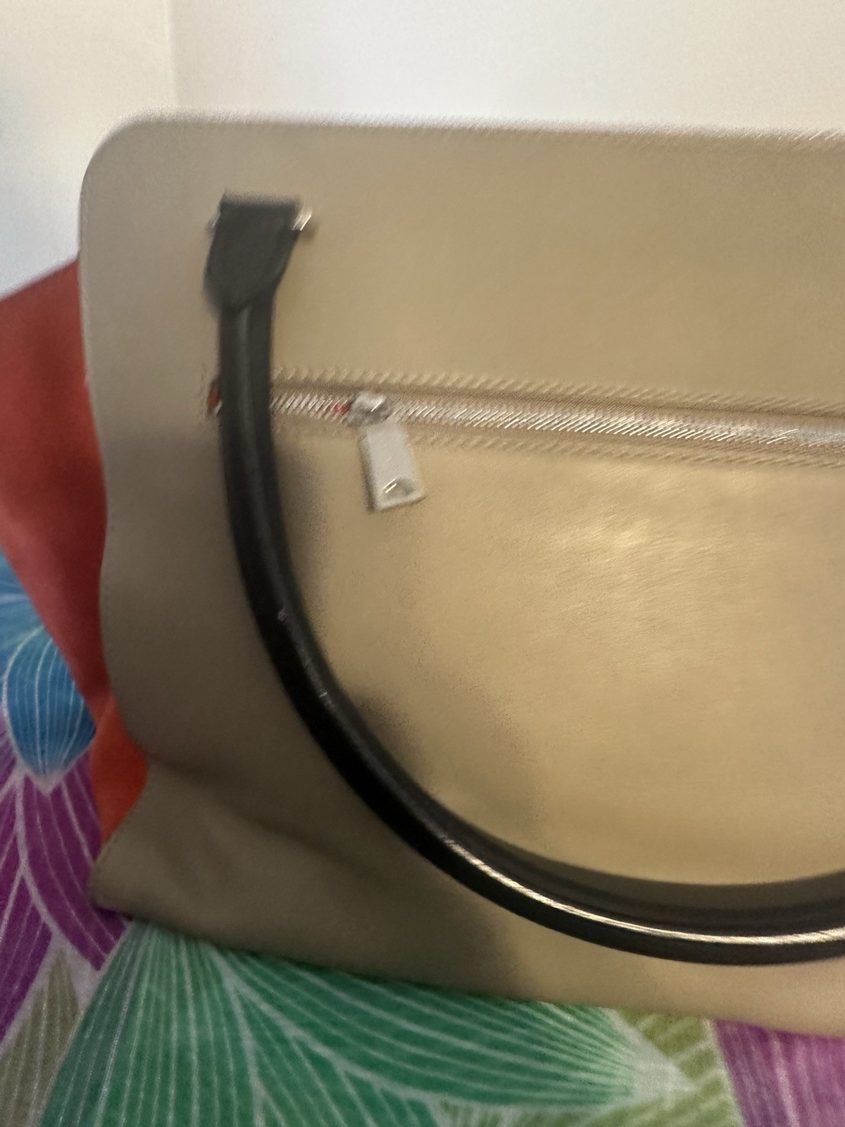 CELINE Trapeze Multicolor Colorblock Satchel Top Handle Bag, Zip/Clasp, Silver