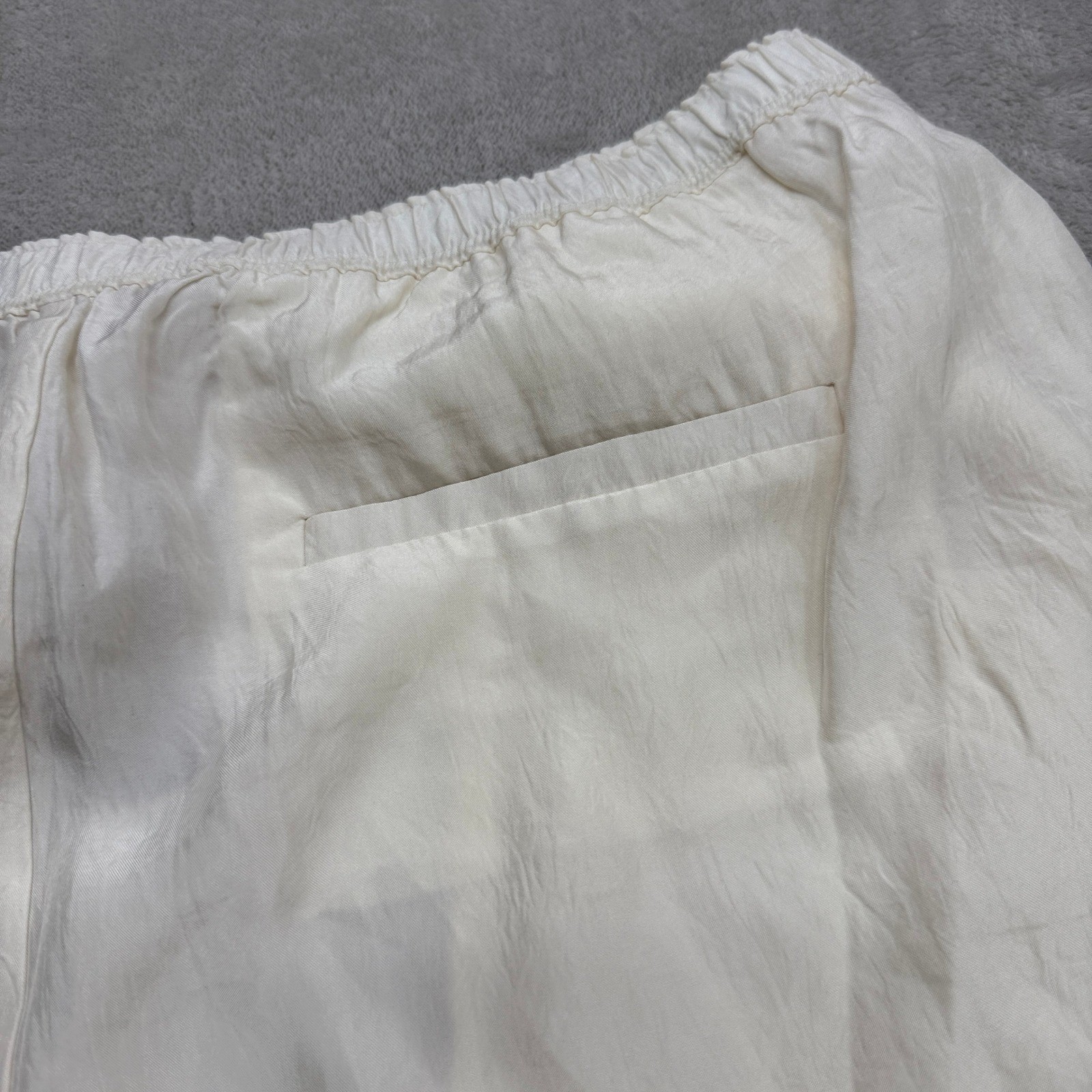 J.Crew Wide Leg Pants Women Medium Ivory Cupro Elastic Waist Summer Chic Resort