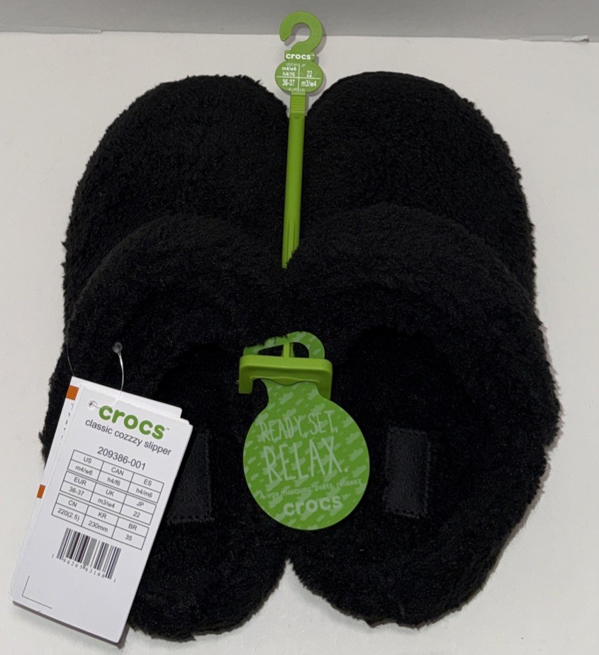 NWT Crocs Women’s Classic Cozzzy Slipper Black M4/W6 Free Shipping!