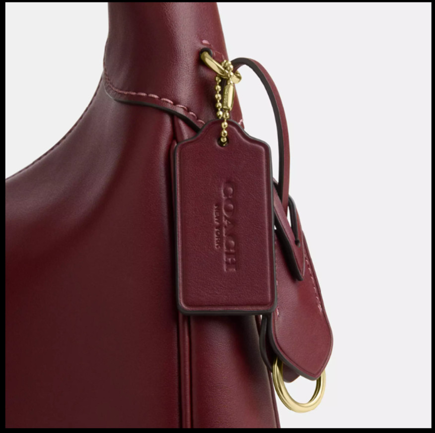 COACH CCE48 Ella Shoulder Bag Smooth Leather Maroon Brown Outlet New SMM