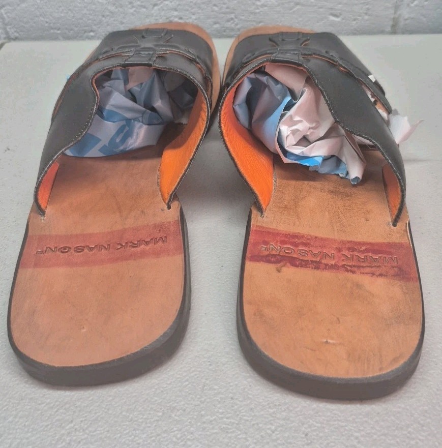Vintage Mark Nason Slide Black Sandals Rock Never Dies Size 13 Made In Italy EUC