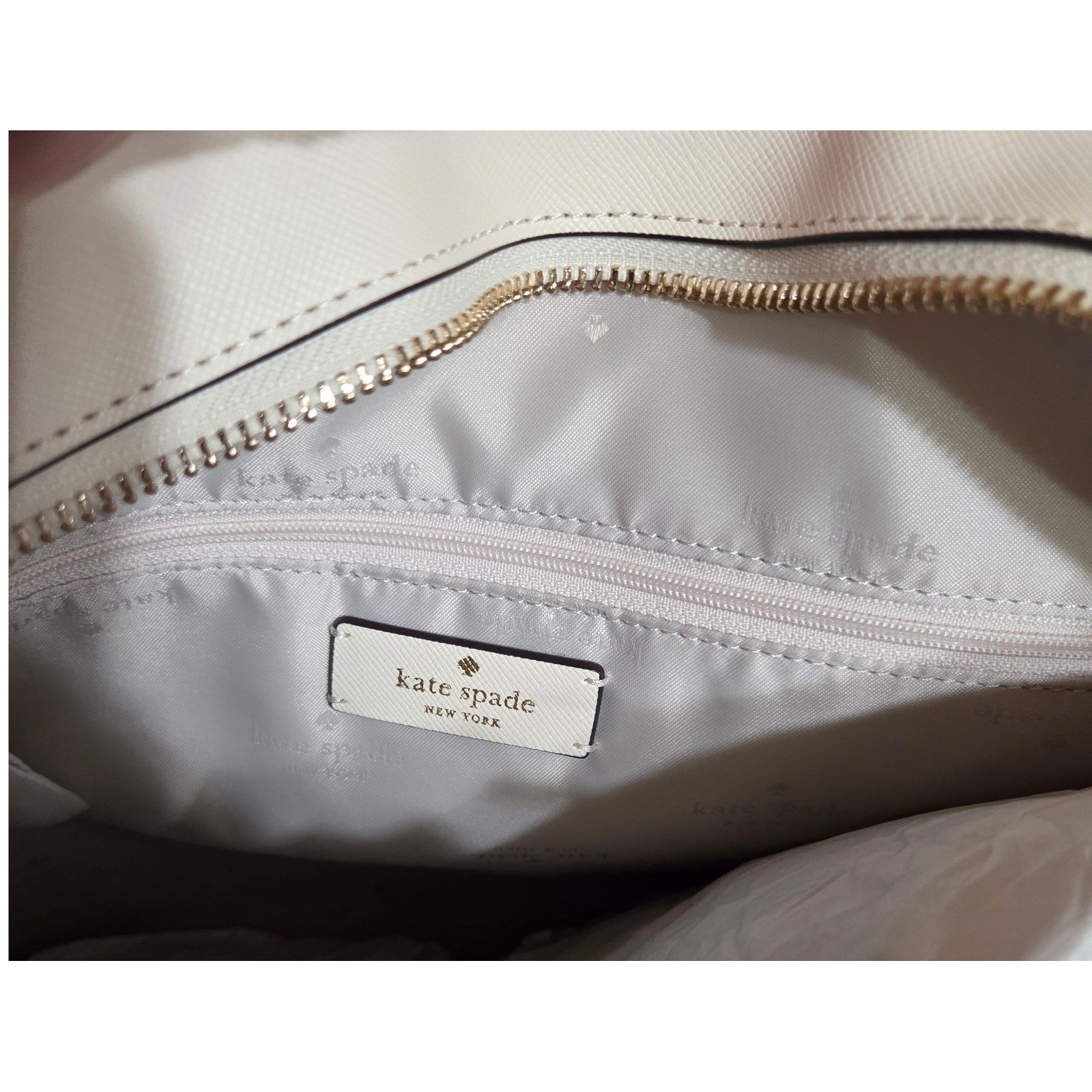 Kate Spade Staci Tote Set Meringue Cream Saffiano Leather Bag Pouch Wallet KF369