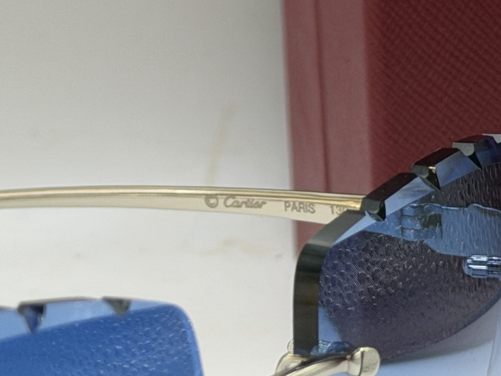 Cartier Panthere CT0061O 60mm Diamond Cut Gradient Blue Lens Silver Sunglasses