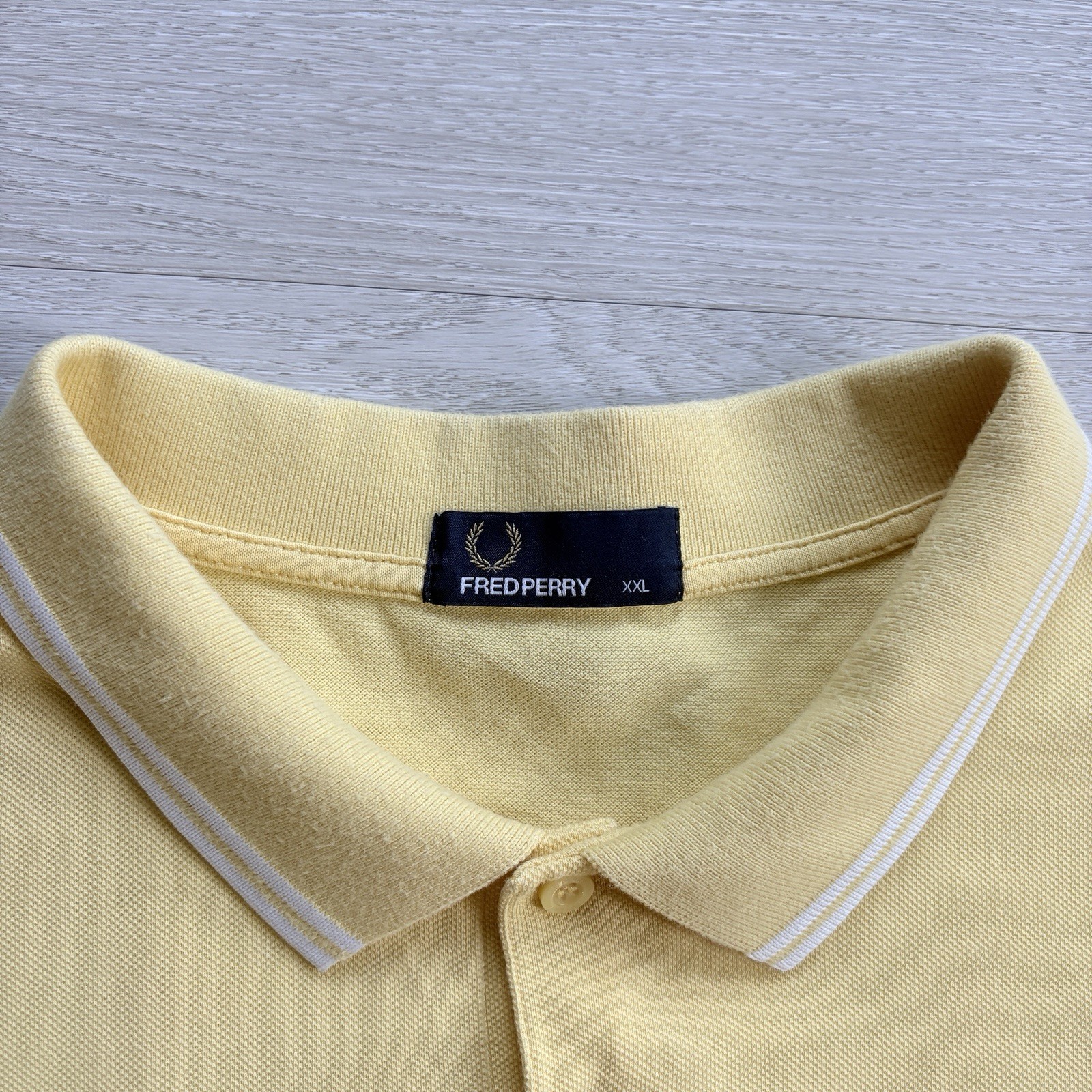 Fred Perry M3600 Short Sleeve Twin Tipped Polo Shirt Yellow Mens Size 2XL XXL