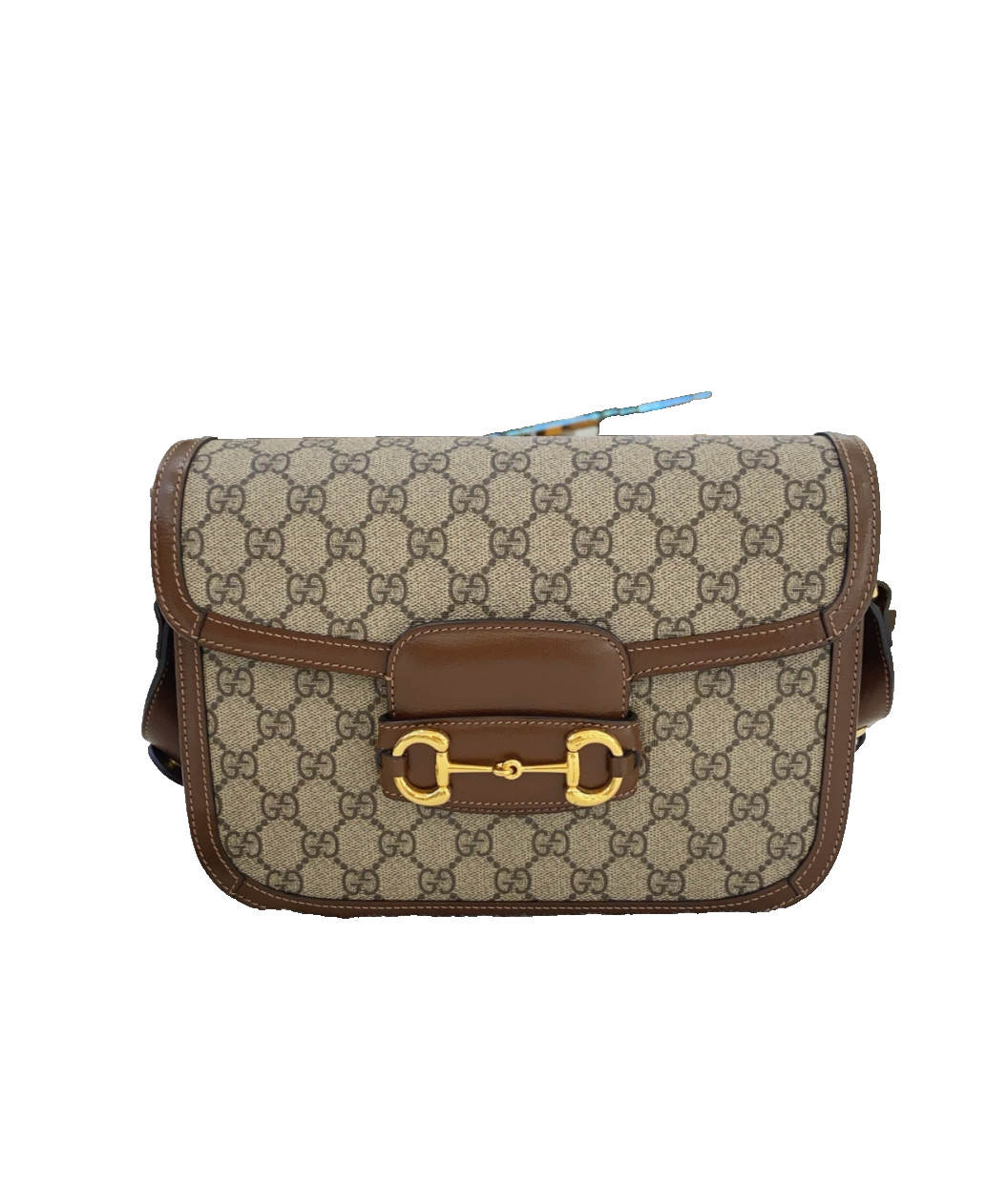 Authentic Gucci Horsebit 1955 GG Supreme Canvas and Leather Shoulder Bag Brown