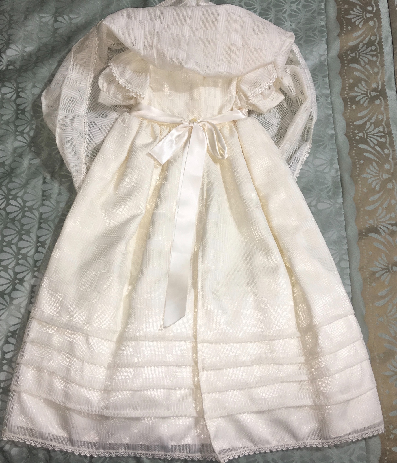 Vintage Maraly Baptism Christening Outfit Gown Mexico Shoes Bonnet Cape Bautizo