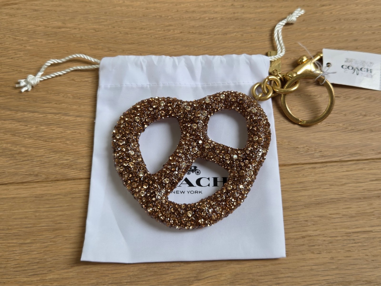 Coach Large Crystal Pretzel Bag Charm | CCY89 | Brand New