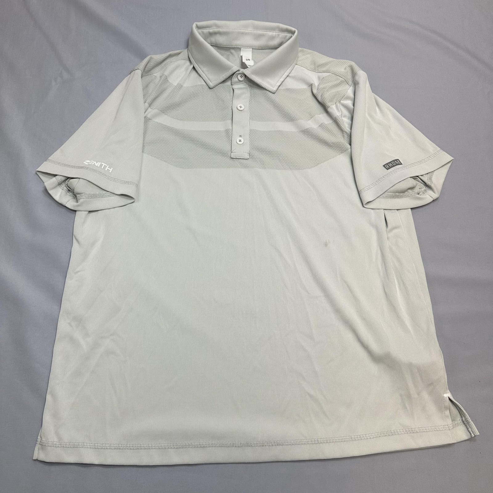 Rhone Polo Shirt Mens Large Gray Zenith Jacquard Golf Performance Athletic