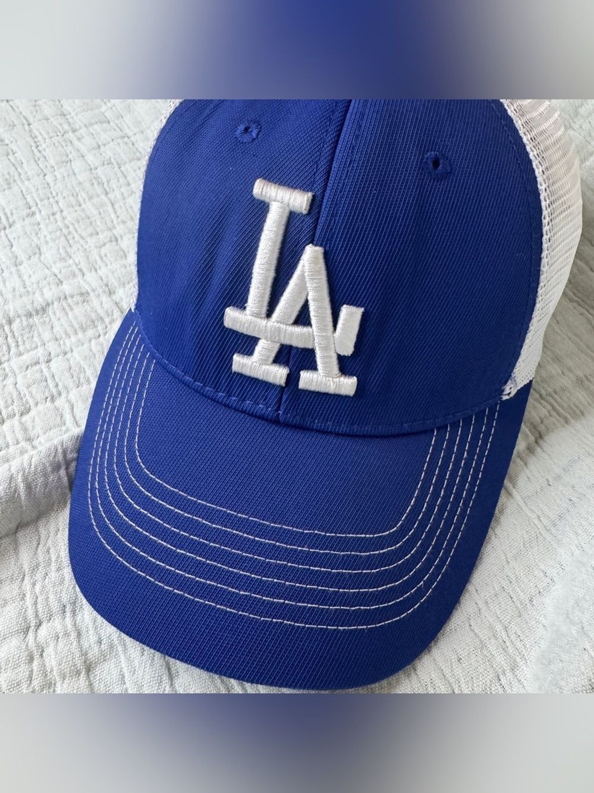 Los Angeles Dodgers Trucker Hat Blue White Snapback Mesh Cap Fan Favorite MLB