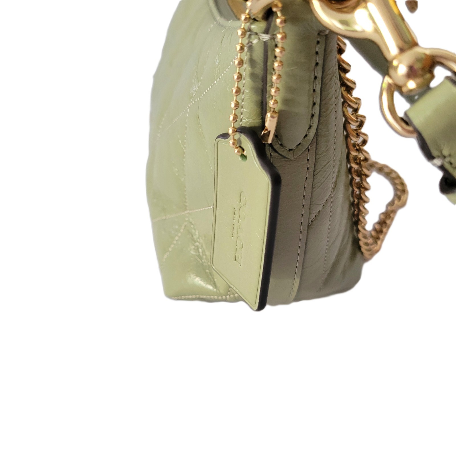 Coach CDZ88 Caitlin Shoulder Bag Glazed Leather Quilting Pistachio