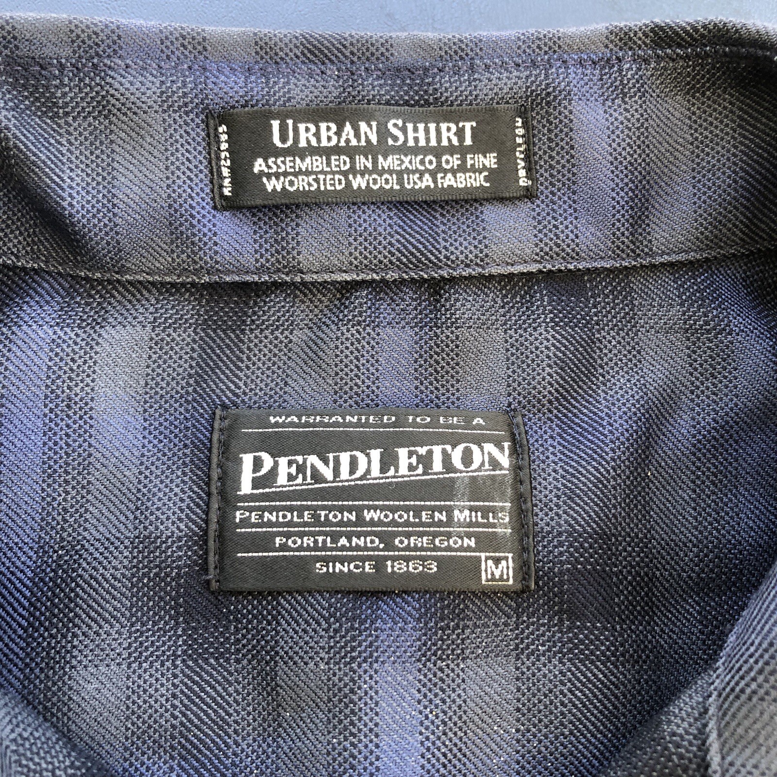 Pendleton Urban Wool Shirt Blue Plaid M Long Sleeve Classic Casual Everyday