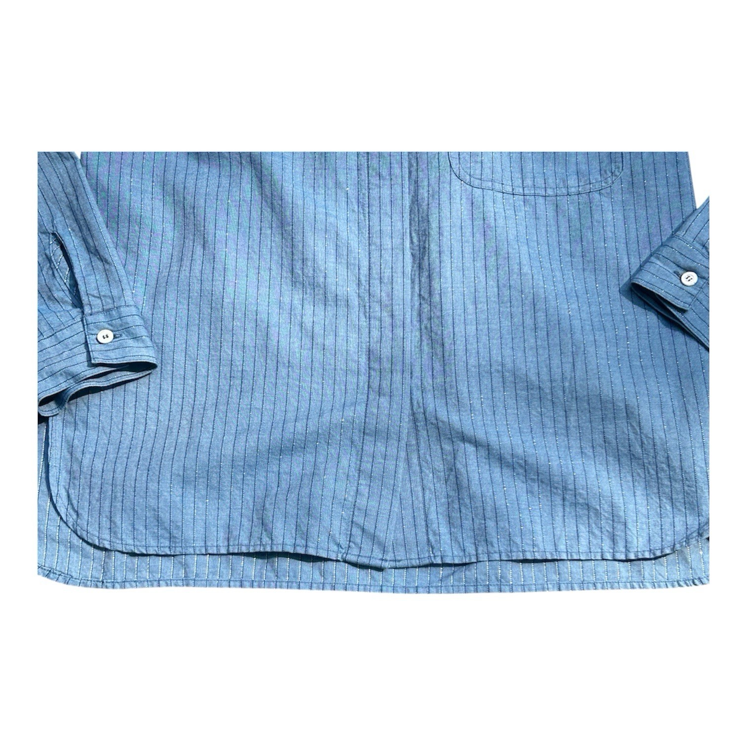 See By Chloe Light Blue Denim Metallic Pinstripe Button-Up Shirt