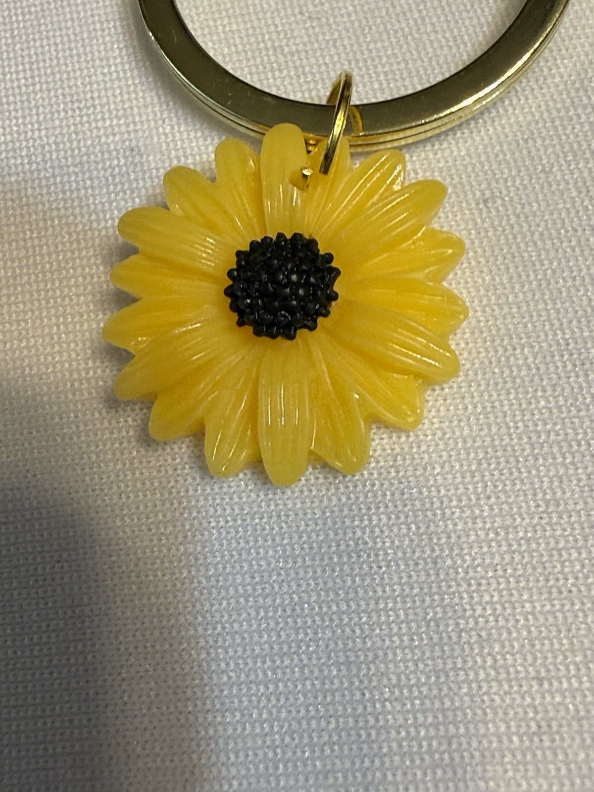 Gold Bee Sunflower Keychain Charm Rhinestone Bumblebee Floral Purse Bag Key Ring