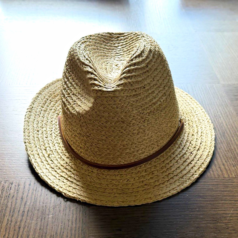 Brixton Straw Fedora Hat Natural Braided Leather Band Panama Womens Mens Size S