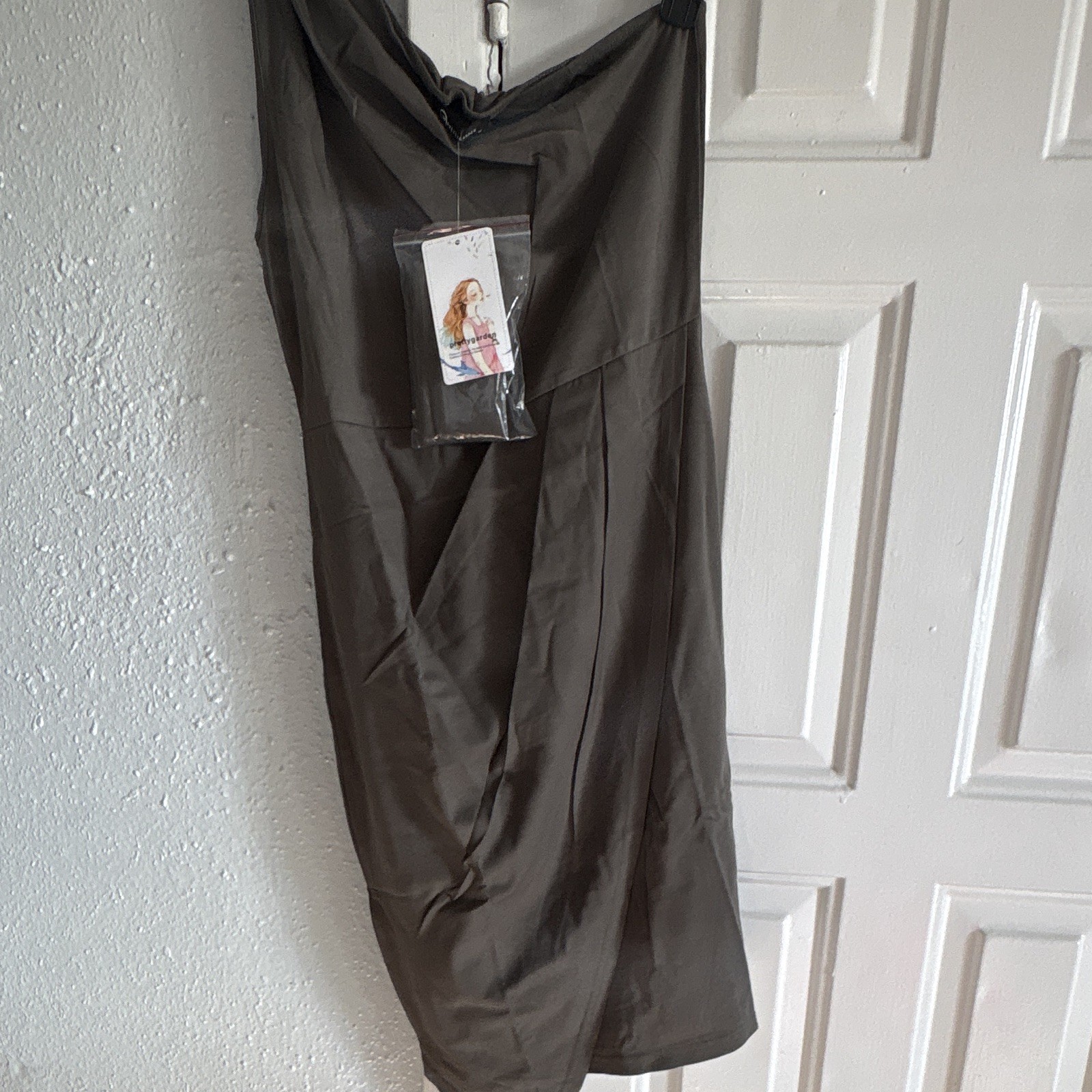 Prettygarden Women’s Brown Solid Midi Pencil Skirt, Size L Regular, Zip Closure