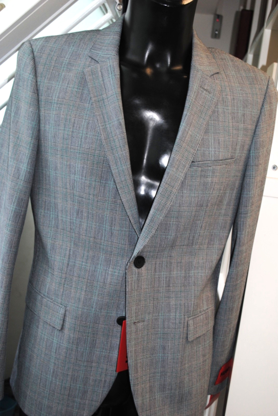 HUGO BOSS NEW FRESH WOOL DRESS SIZE 52 500.00 GREY PLAIDS