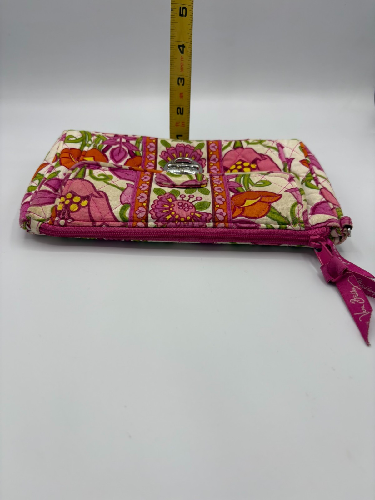 Vera Bradley Lilli Bell Push Lock Wristlet Wallet Purse Pink Floral Retired FLAW