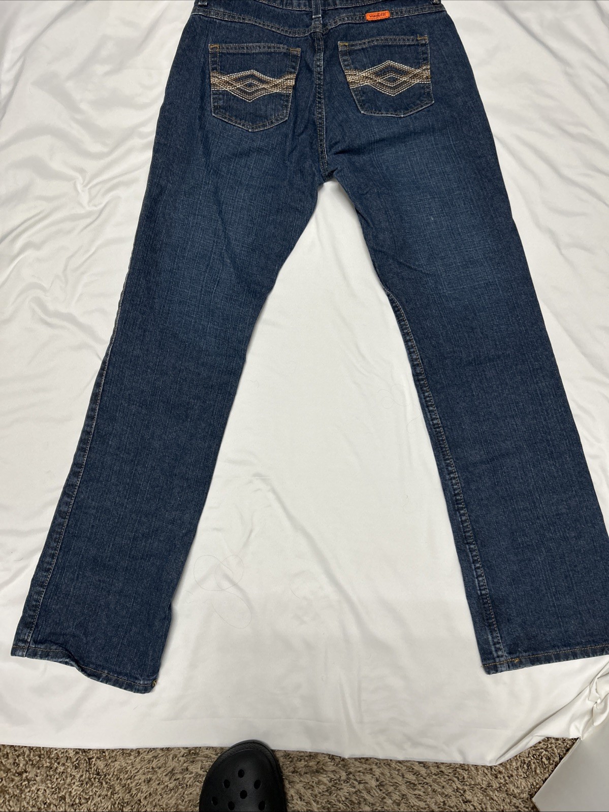 Womens Wrangler FR Fire Resistant Jeans Size 7×34 Embroidered Pockets 10FRW10CH