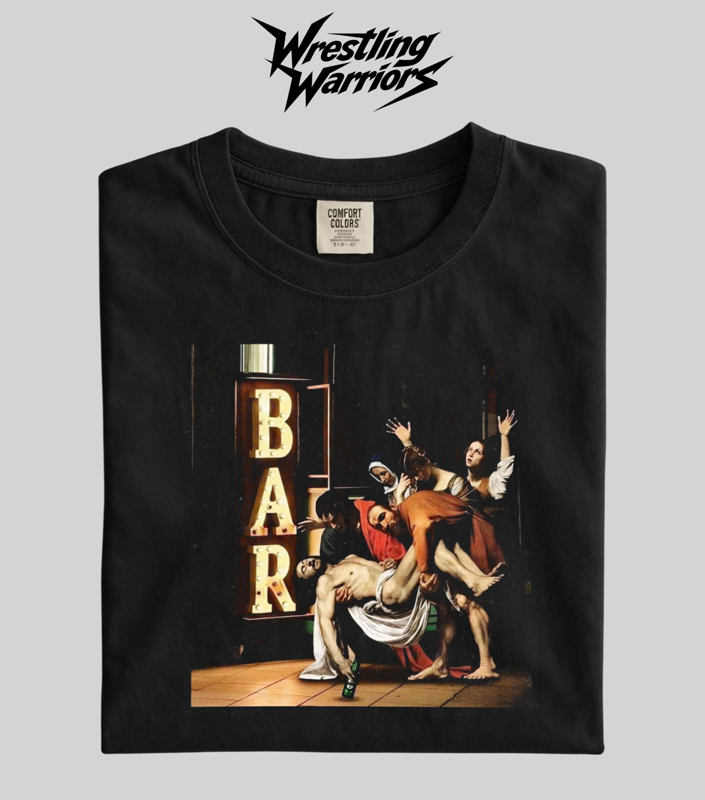 Wrestling Warriors Comfort Color “BAR” Renaissance Mashup Art Graphic T-Shirt